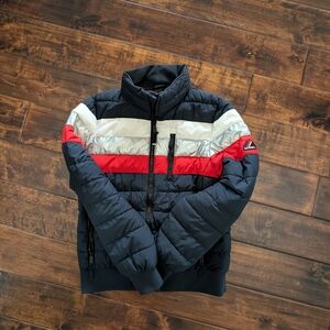 Superdry Women's Navy, Red, and White Puffer Jacket Warm Jacket